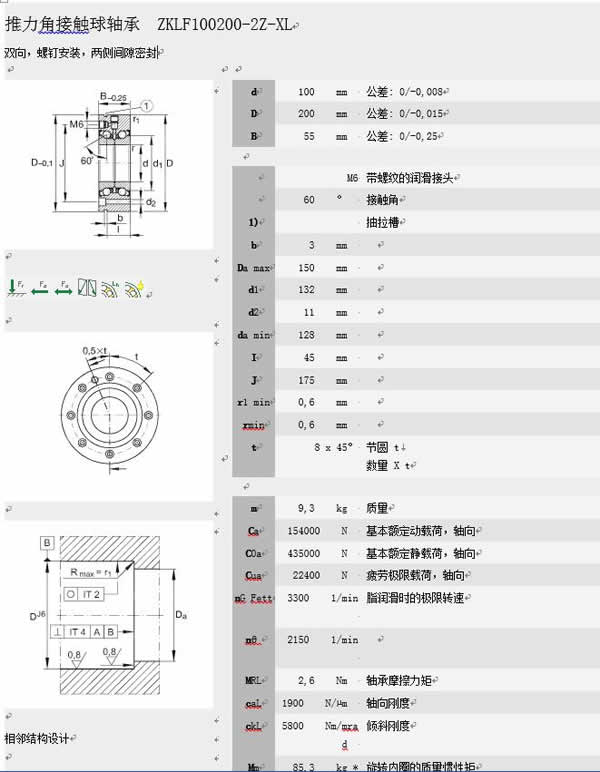 絲桿支撐軸承詳情參數